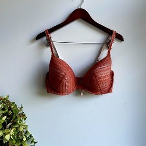 Victoria’s Secret burnt orange lined demi bra.